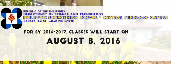 PSHS-CMC Classes will start on August 8 2016