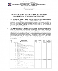 INVITATION TO BID FOR THE SUPPLY, DELIVERY AND COMMISSIONING OF LABORATORY EQUIPMENT