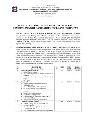 INVITATION TO BID FOR THE SUPPLY, DELIVERY AND COMMISSIONING OF LABORATORY TOOLS AND EQUIPMENT