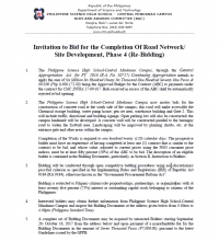 Invitation to Bid for the Completion Of Road Network/ Site Development, Phase 4 (Re-Bidding)