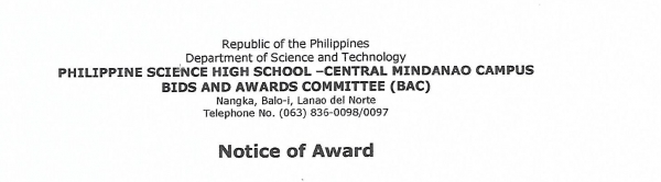 Notice of Awards
